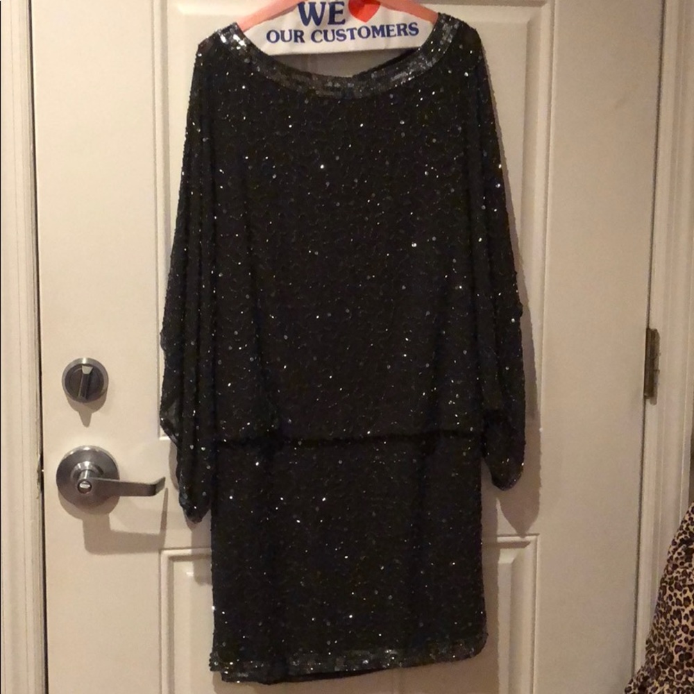 Cocktail dress beaded ... gunmetal grey